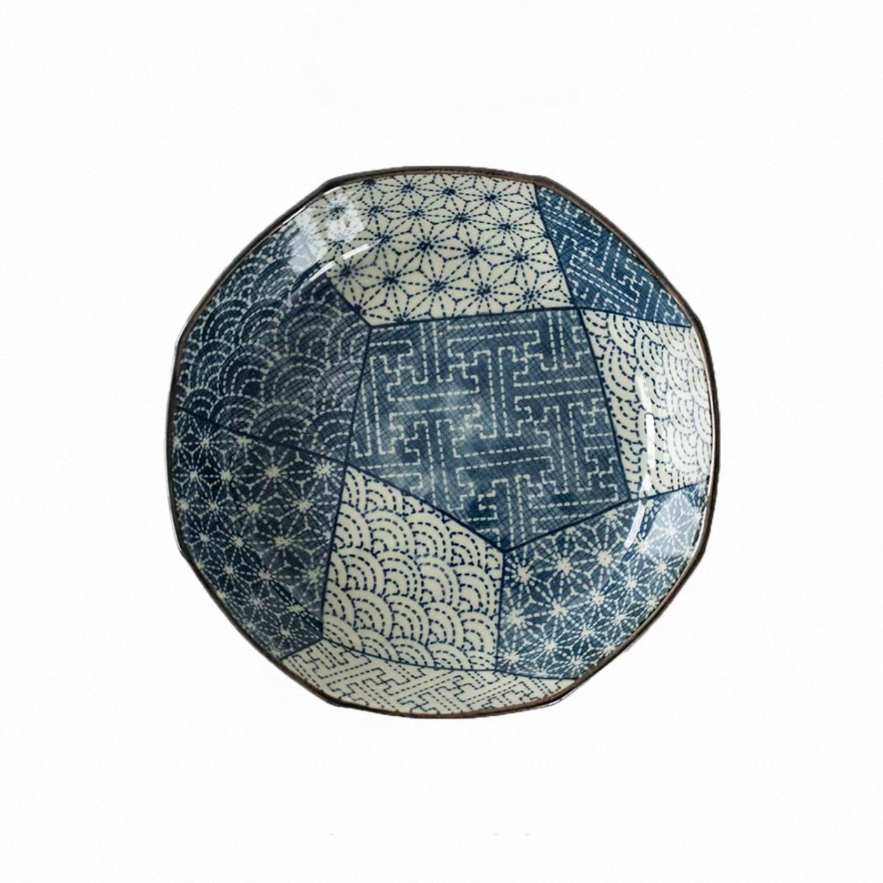 Japanese Mino-Ware Ko-Sometsuke Karakusa Deep Plate | Artisan Underglaze Tableware