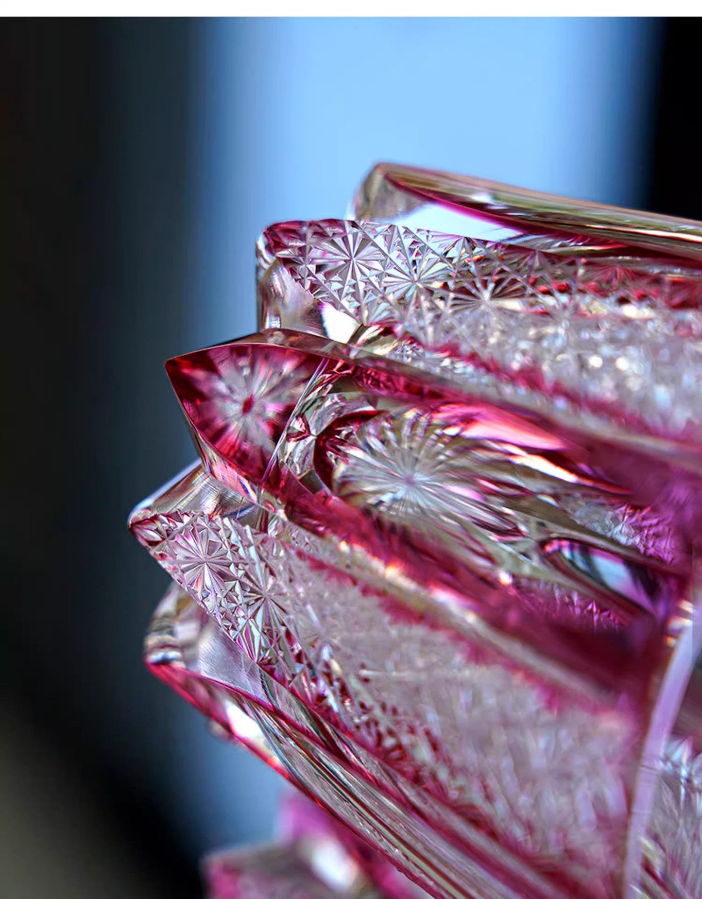 Crimson Flame Edo Kiriko Whiskey Glass With Wooden Box