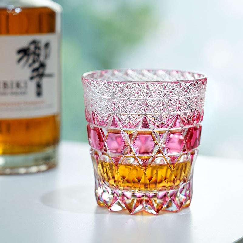 Edo Kiriko Rose Fluorite Hand-Cut Whisky Glass