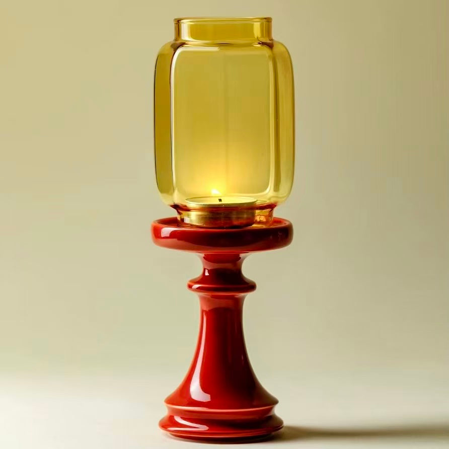 Zen-Style Glass Lantern Candle Holder | Tea Room Ambient Desktop Decor