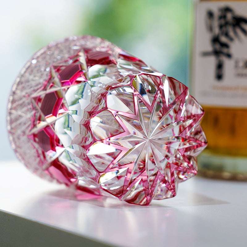 Edo Kiriko Rose Fluorite Hand-Cut Whisky Glass