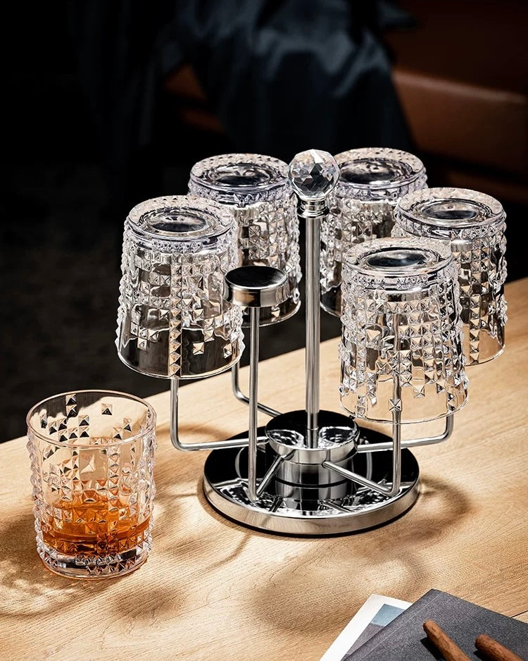 The Vanguard Carousel | Luxury Rotating Crystal Whiskey Connoisseur Suite