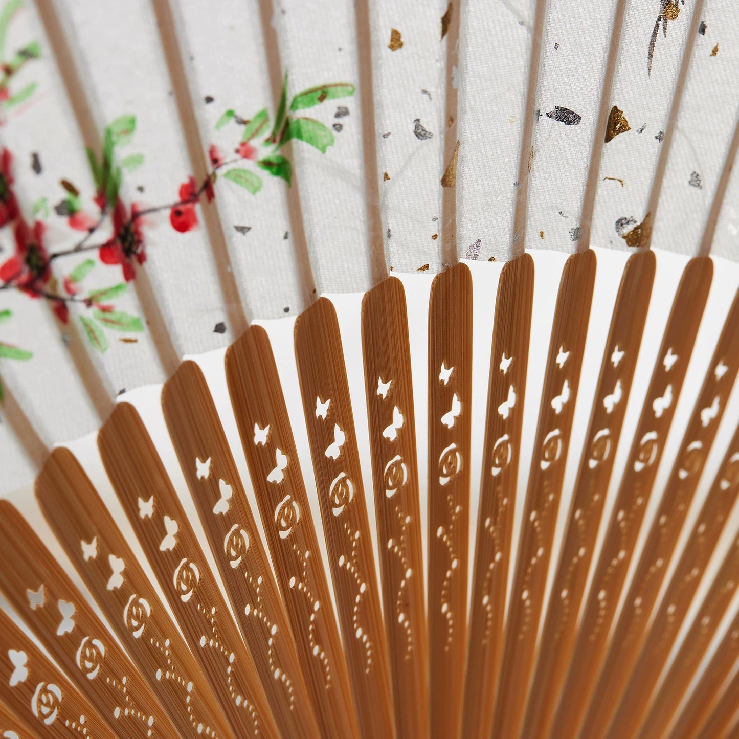 The Filigree Garden | Full-Bamboo Carved Hand-Painted Silk Folding Fan