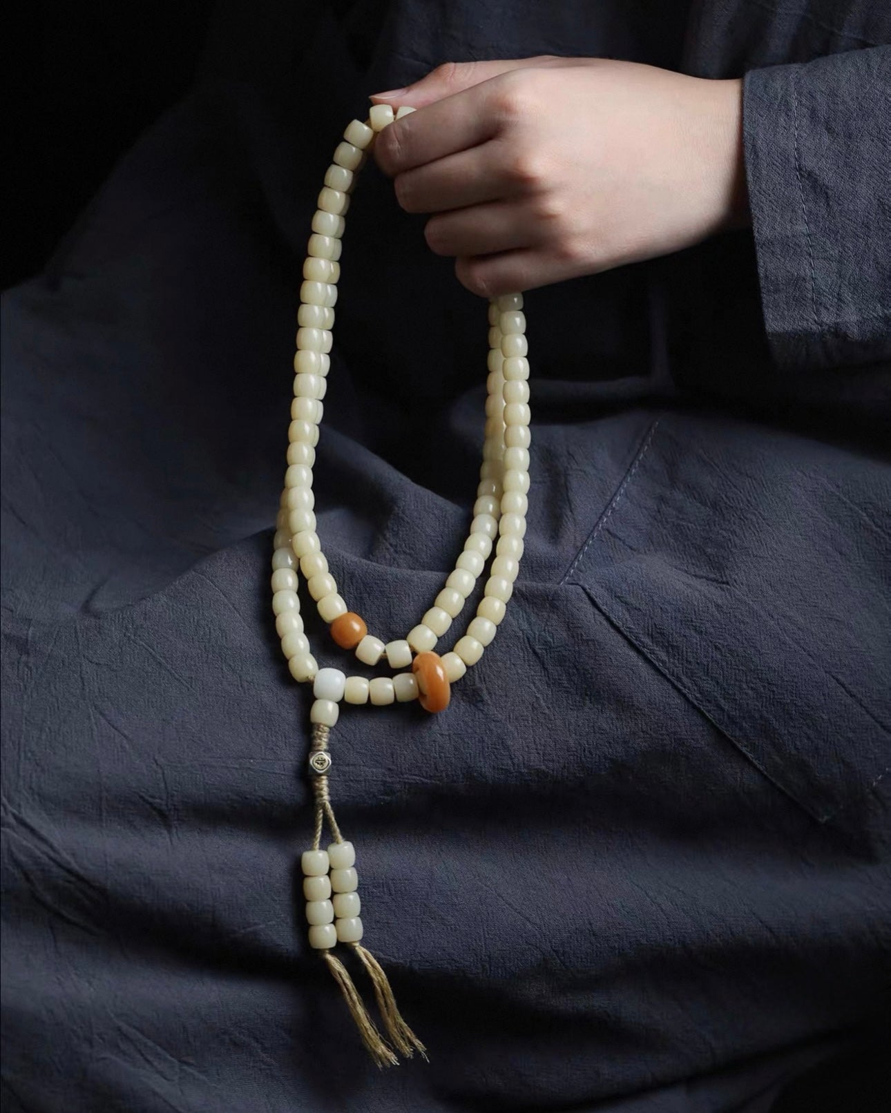 The Zodiac Guardian | White Jade Bodhi Root 108 Prayer Beads