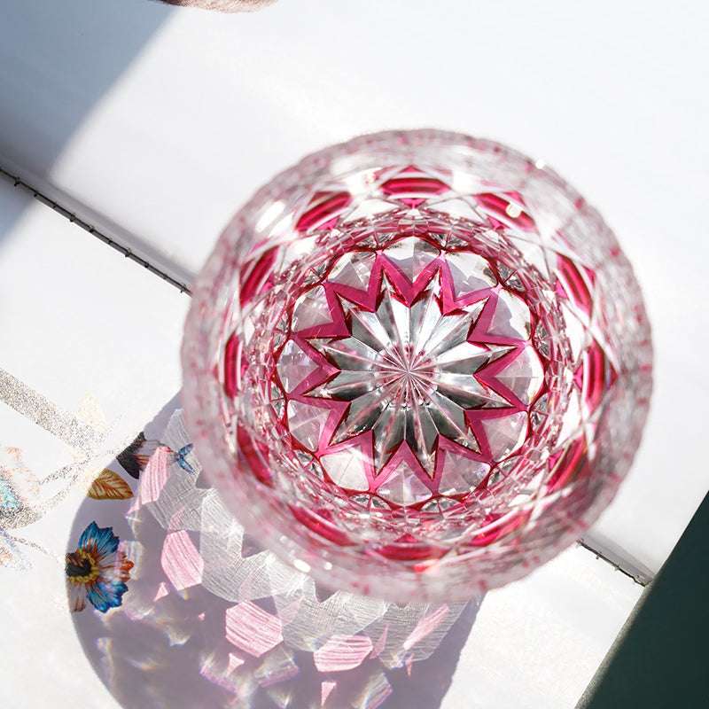 Edo Kiriko Rose Fluorite Hand-Cut Whisky Glass