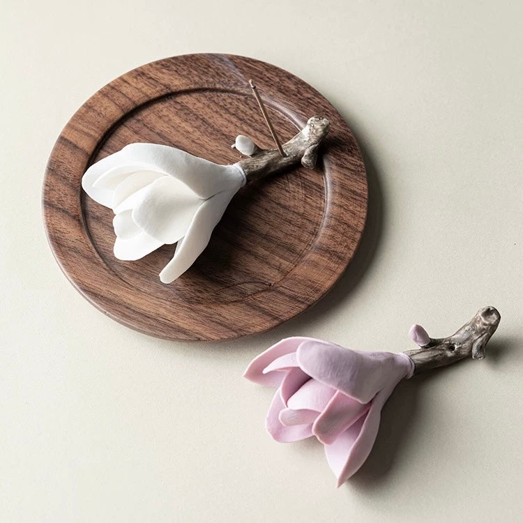 Handcrafted Magnolia Porcelain Incense Holder