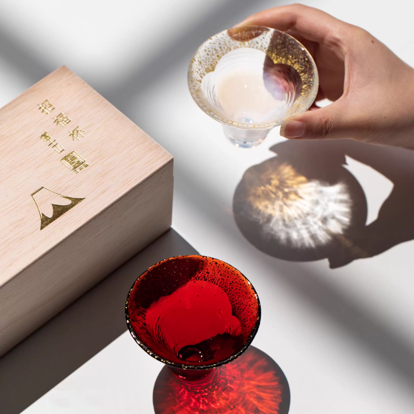 Toyo-Sasaki Handcrafted Shinku & Yuki Fuji Sake Glass Set