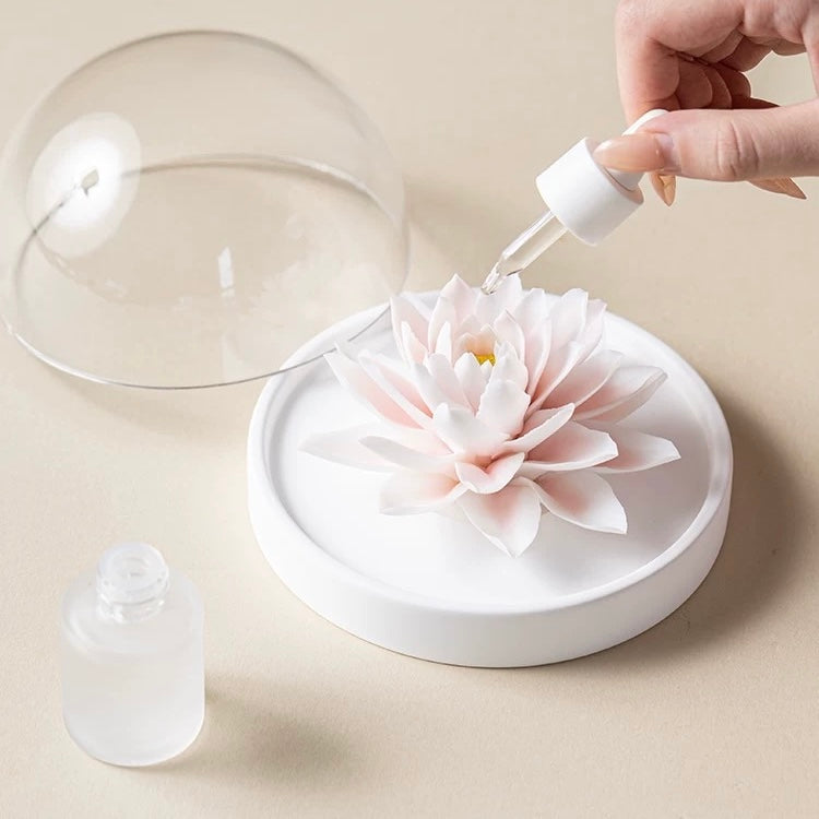 White Jade Porcelain Water Lily Incense Holder and Aroma Diffuser