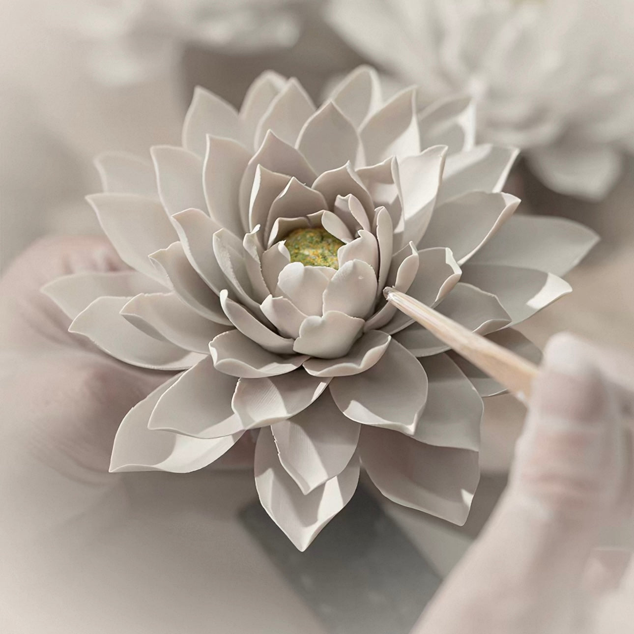 White Jade Porcelain Water Lily Incense Holder and Aroma Diffuser