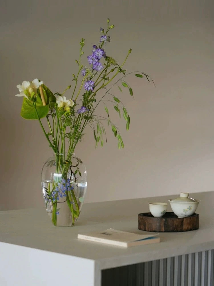 Hand-Painted Transparent Glass Vase Collection
