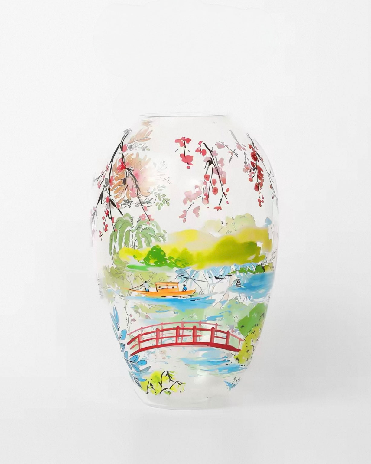 Hand-Painted Transparent Glass Vase Collection