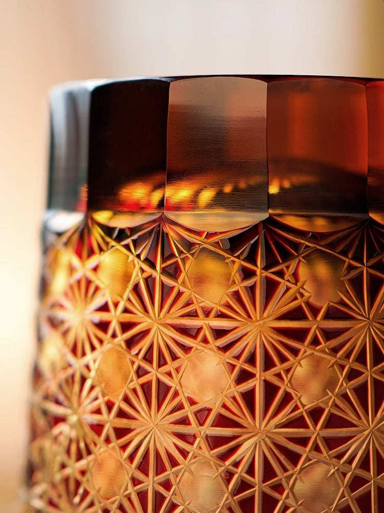 Chrysanthemum Texture Japanese Edo Kiriko Whisky Glass