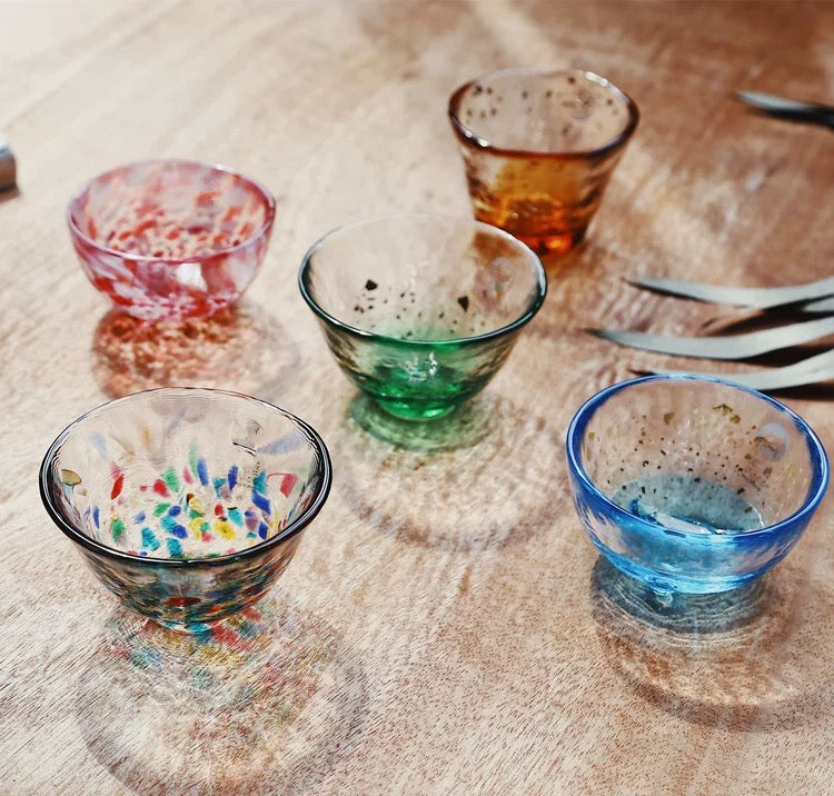 Tsugaru Colored Glass Sake Cup Collection