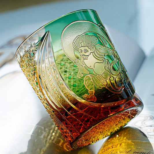 Edo Kiriko Handcrafted Fujin Whisky Glass – A Tempest of Elegance in Crystal