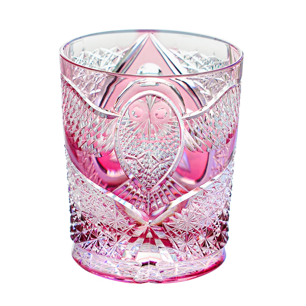 Edo Kiriko Handcrafted Ruby Nocturne Whisky Glass With Wooden Box