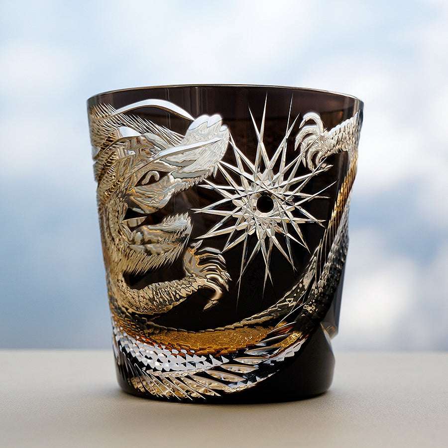 Edo Kiriko Soaring Dragon Hand-Cut Whisky Glass