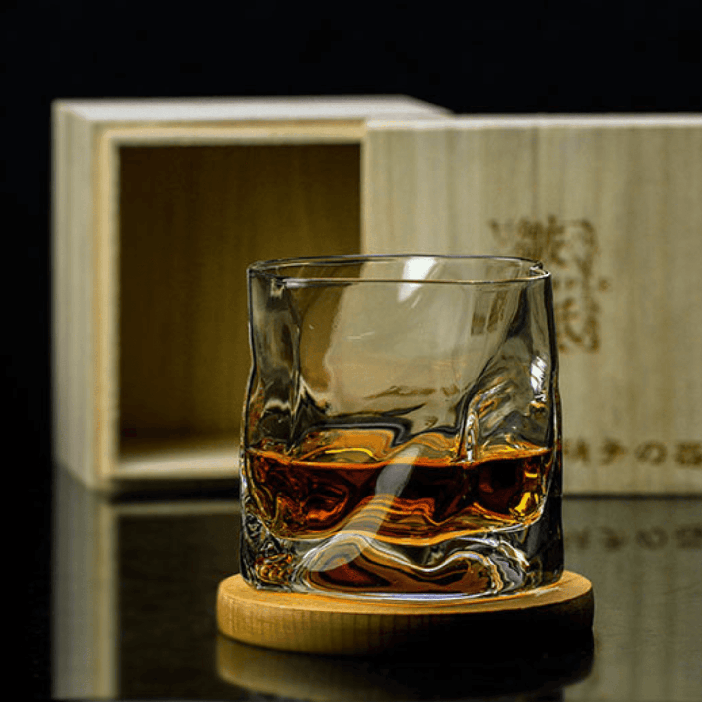 Handcrafted Edo Kiriko Crumple Body Whisky Glass - Authentic Japanese Artistry