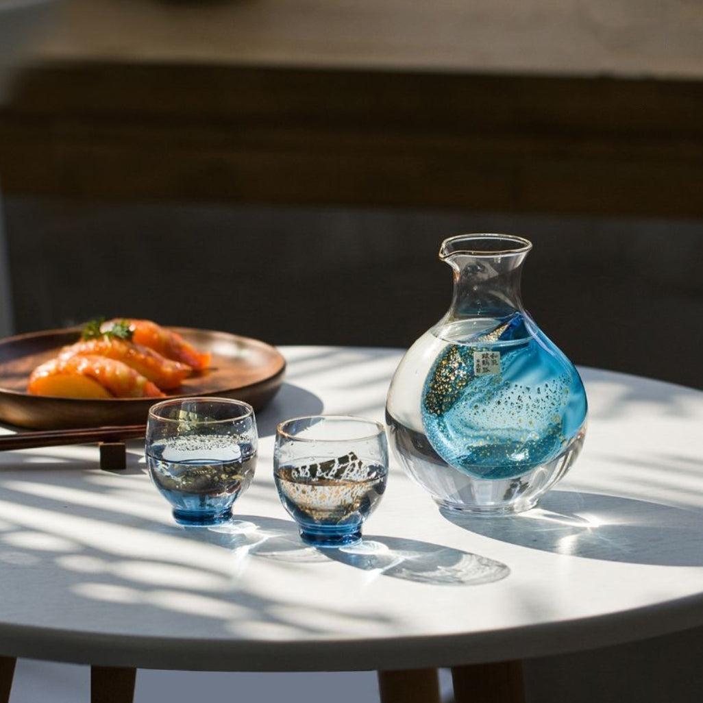 Toyo-Sasaki Golden Sapphire Galaxy Rounded Cold Sake Set