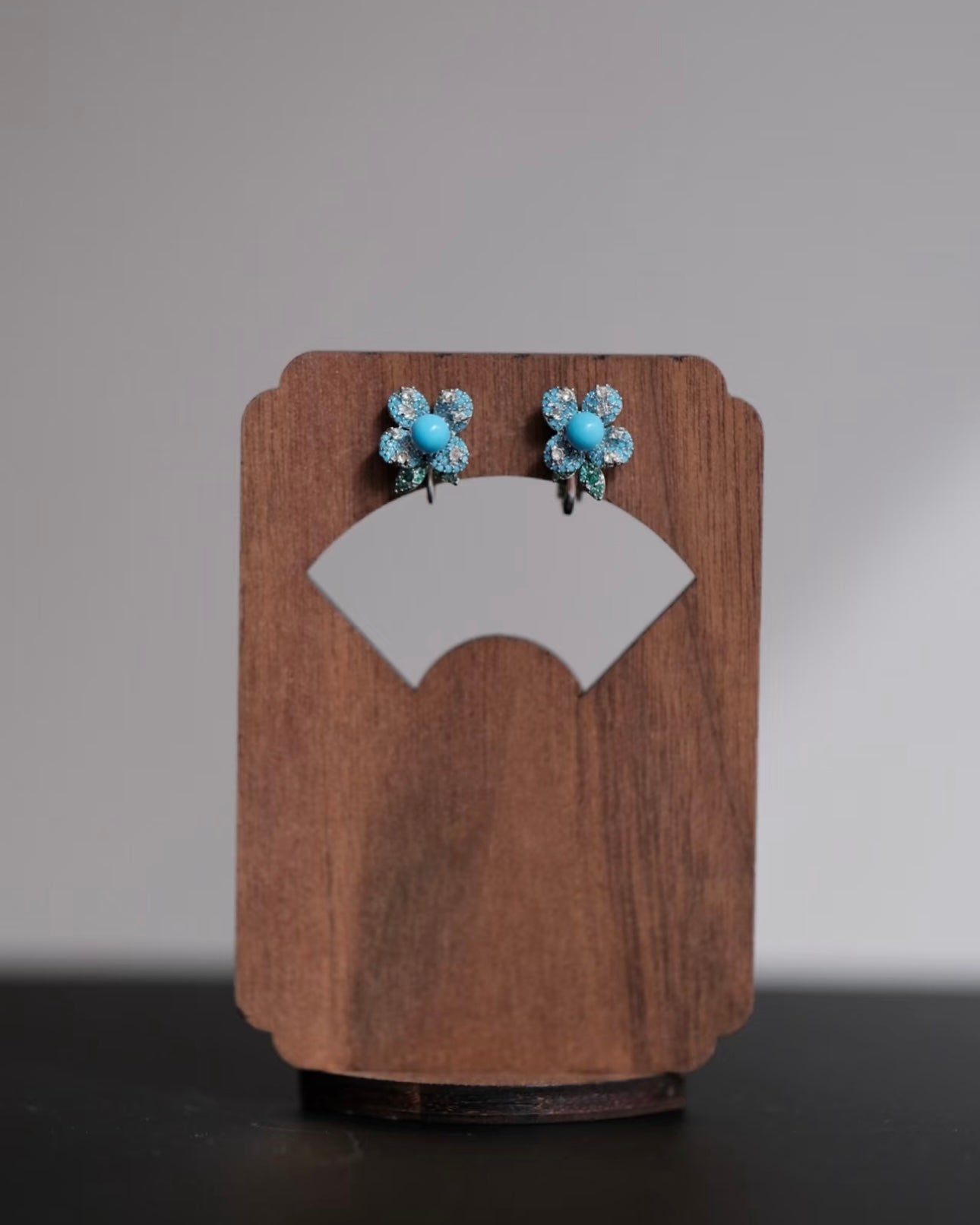 High-Porcelain Blue Turquoise Pavé Earrings | Artisan Cluster Studs