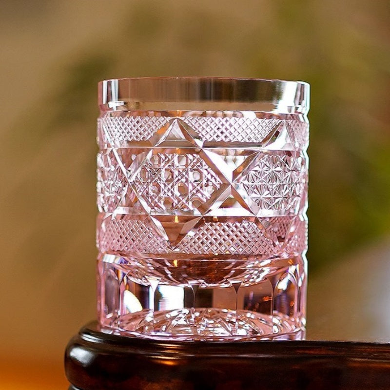 Golden Chrysanthemum Longan Edo Kiriko Whiskey Glasses