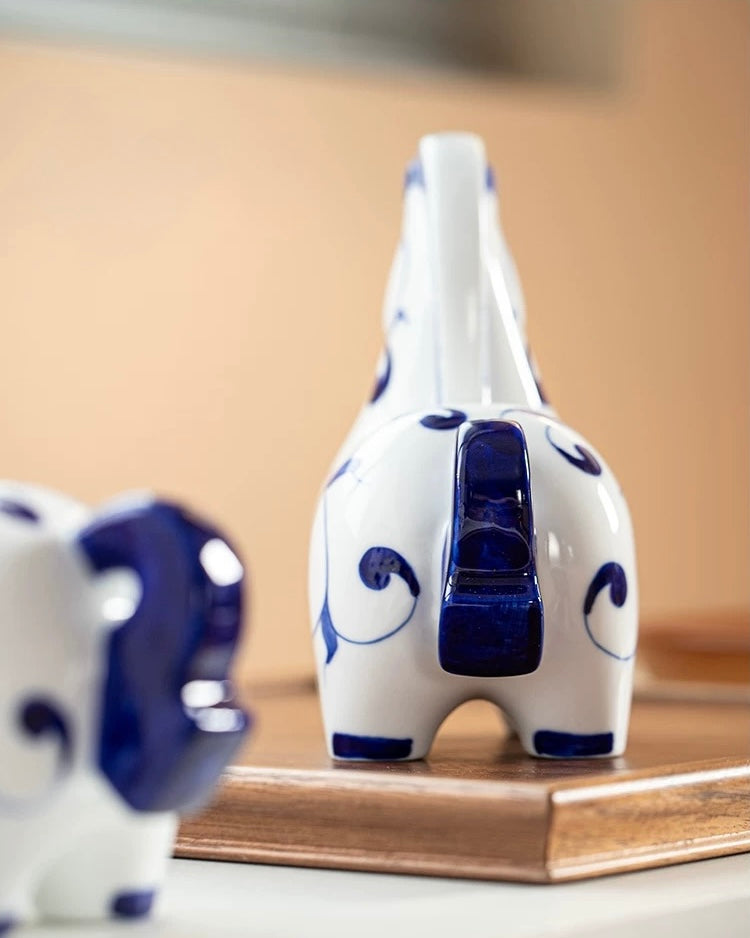 Jingdezhen Blue & White Porcelain Auspicious Horse Statue | Home & Office Prosperity Decor