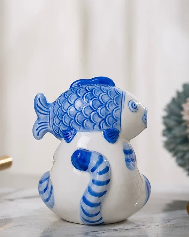 Jingdezhen Contemporary Healing Ceramic Cat | Cute Handcrafted Desktop Decor