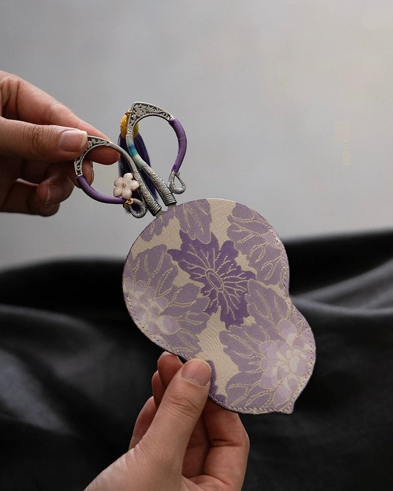 Artisan Flowing Petal Tassel Shears | Precision Tea Art Scissors with Brocade Sleeve
