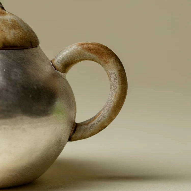 Silver-Clad Primacy | Japanese-Style Coarse Pottery Gilded Silver Teapot