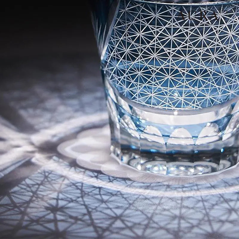 Edo Kiriko Red Chrysanthemum Hand-Cut Whisky Glass