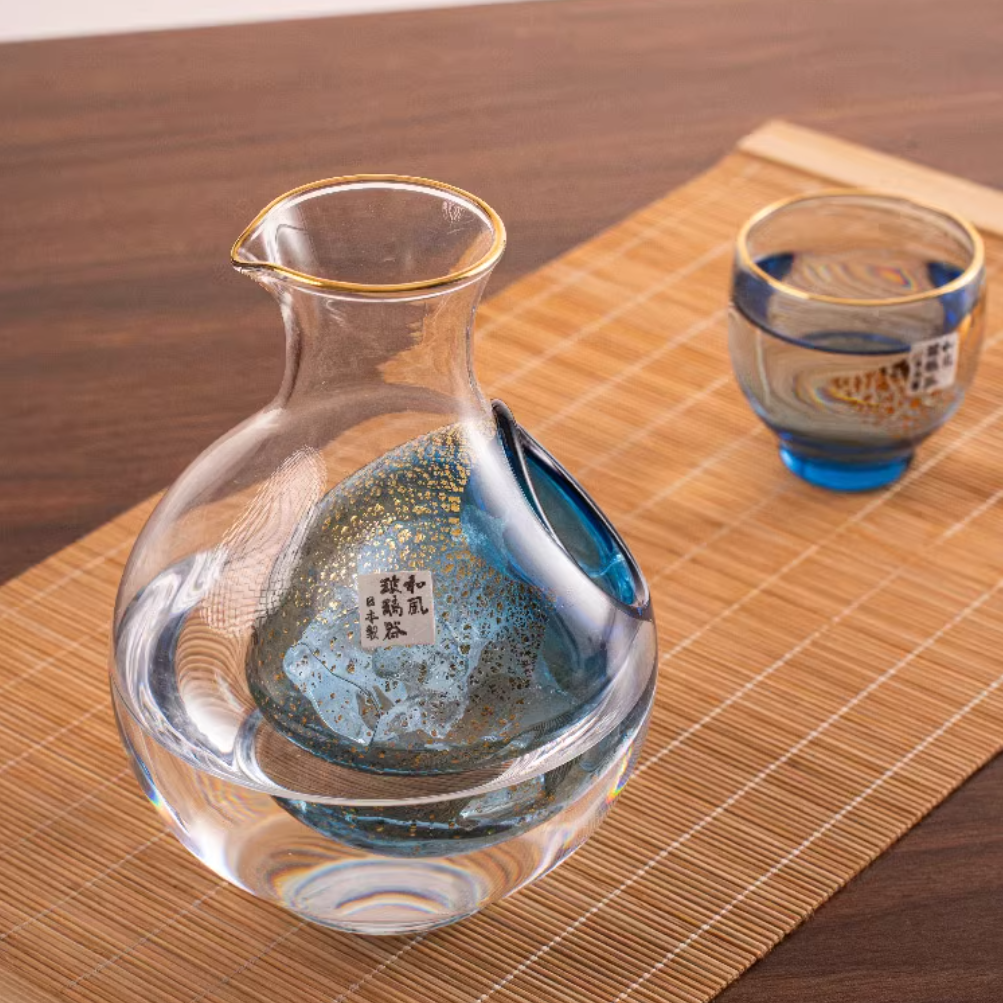 Toyo-Sasaki Golden Sapphire Galaxy Rounded Cold Sake Set
