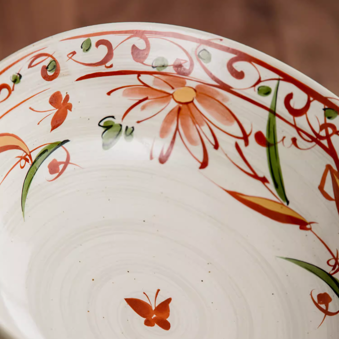 Mino Ware Akae Red Blossom Butterfly Dish Collection