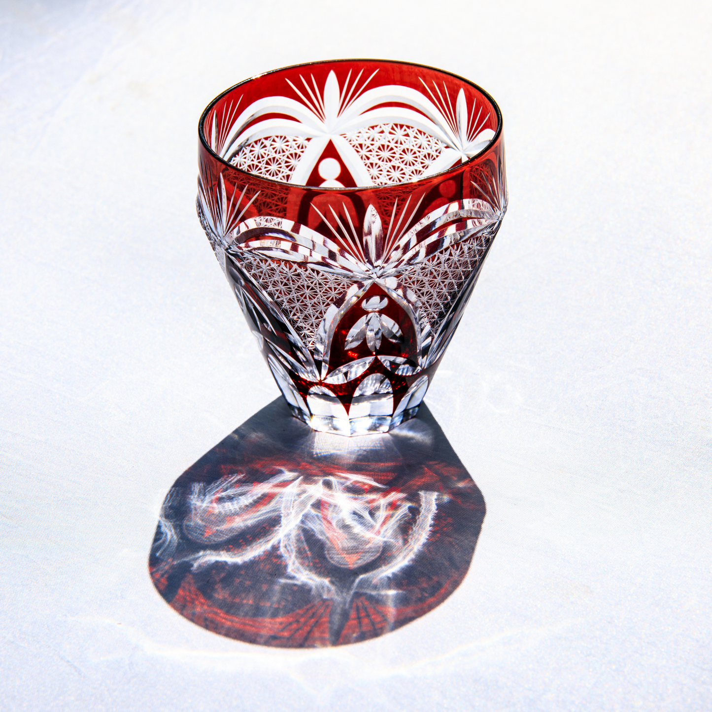 Edo Kiriko Handcrafted Kohaku Sakura Whisky Glass Collection