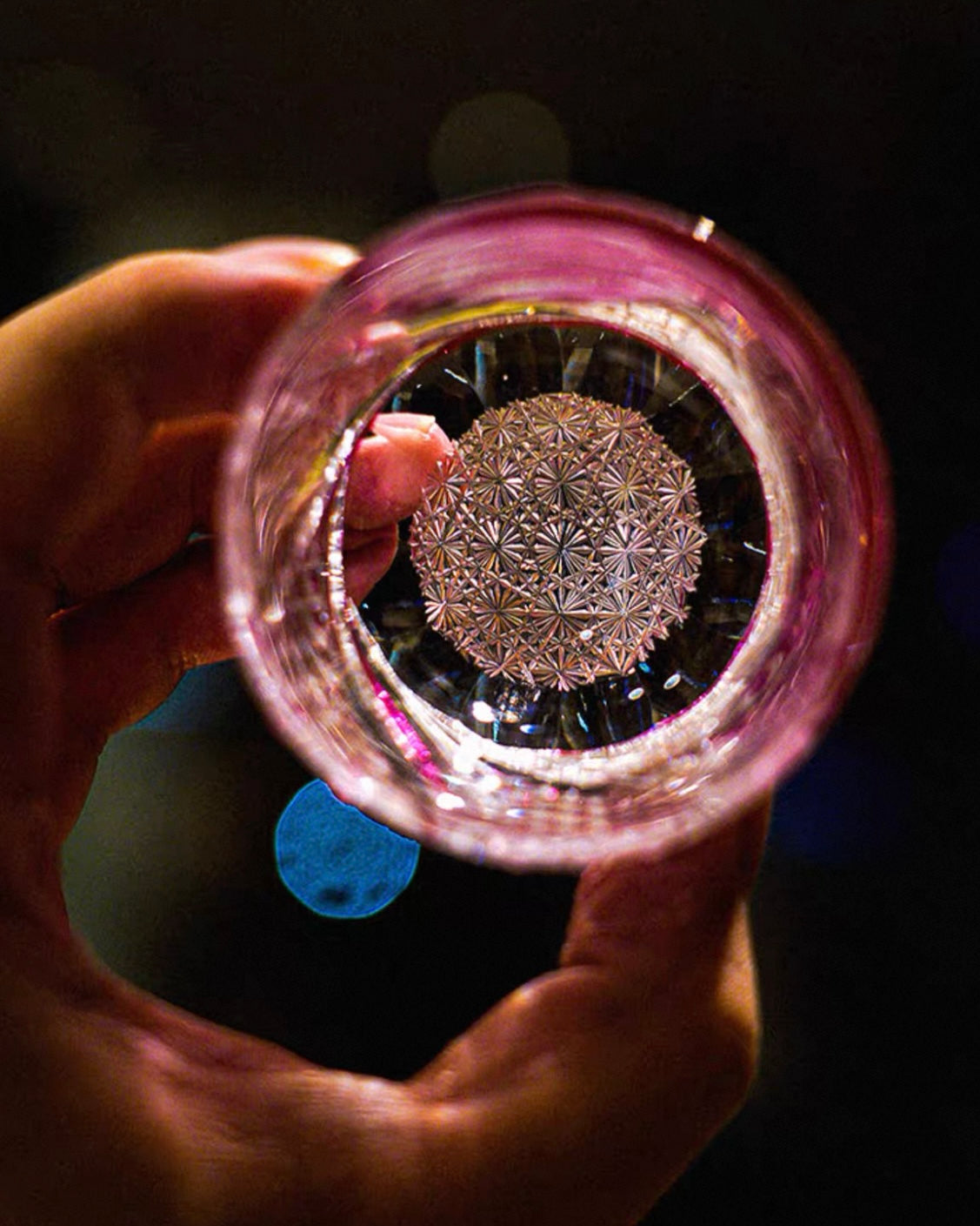 Hand-Carved Edo Kiriko Plum Red Crystal Spirit Glass