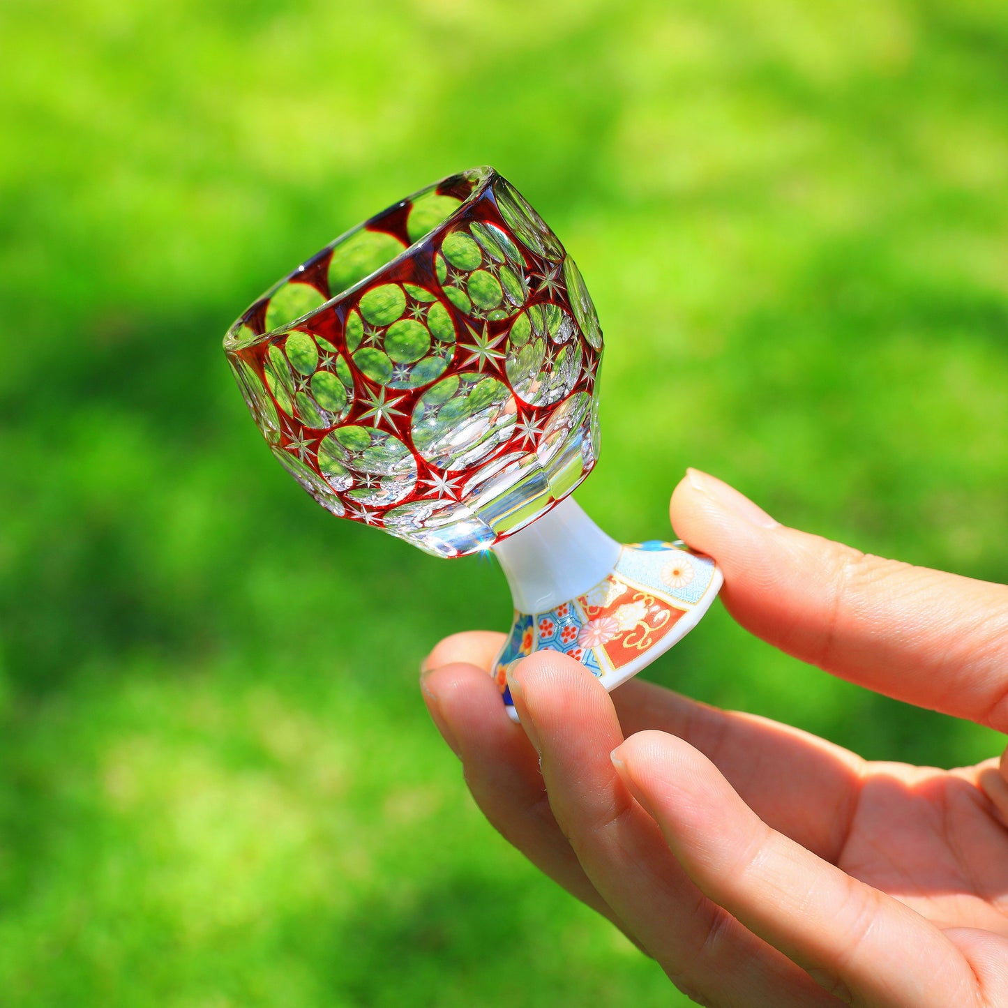 Edo Kiriko Handcrafted Kazaridai Goblet Glass Collection