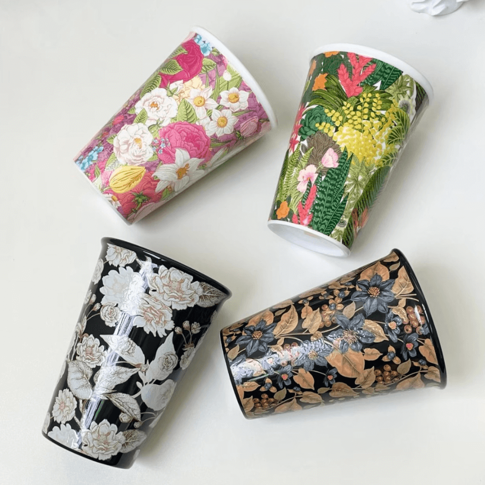 Handcrafted Embossed Coffee Cup with High-Temperature Underglaze (400ml)