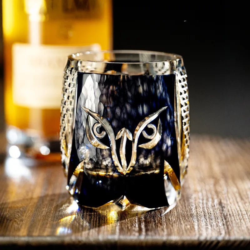 Edo Kiriko Owl (Fukurou) Hand-Cut Whisky Glass