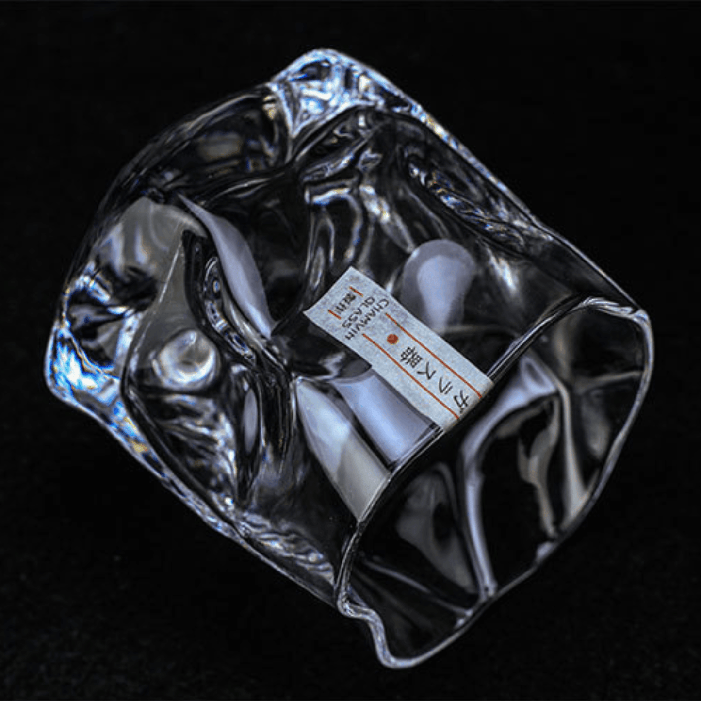 Handcrafted Edo Kiriko Crumple Body Whisky Glass - Authentic Japanese Artistry
