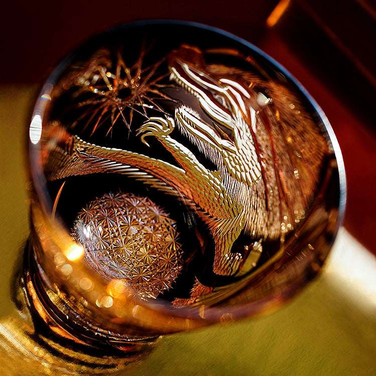 Edo Kiriko Soaring Dragon Hand-Cut Whisky Glass