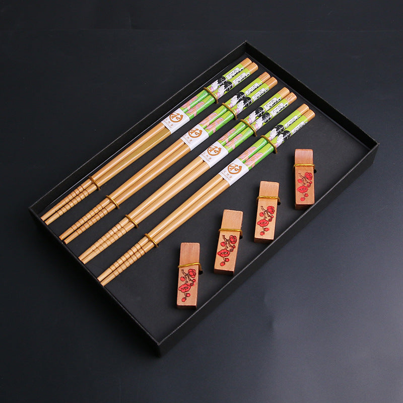 Japanese Geisha Themed Handcrafted Bamboo Chopsticks Sets