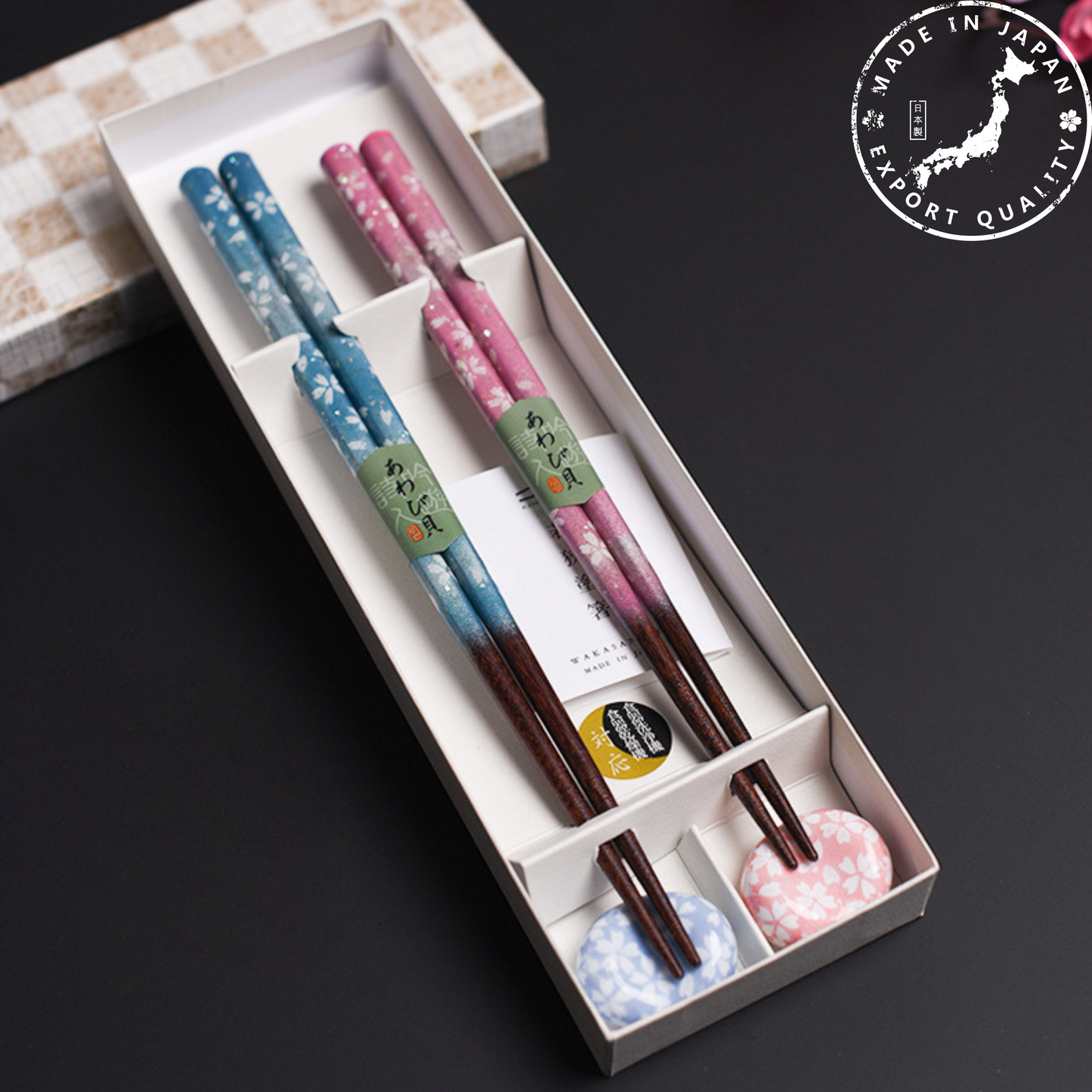 Japanese Handcrafted Sakura Wooden Chopsticks Wedding Gift Set