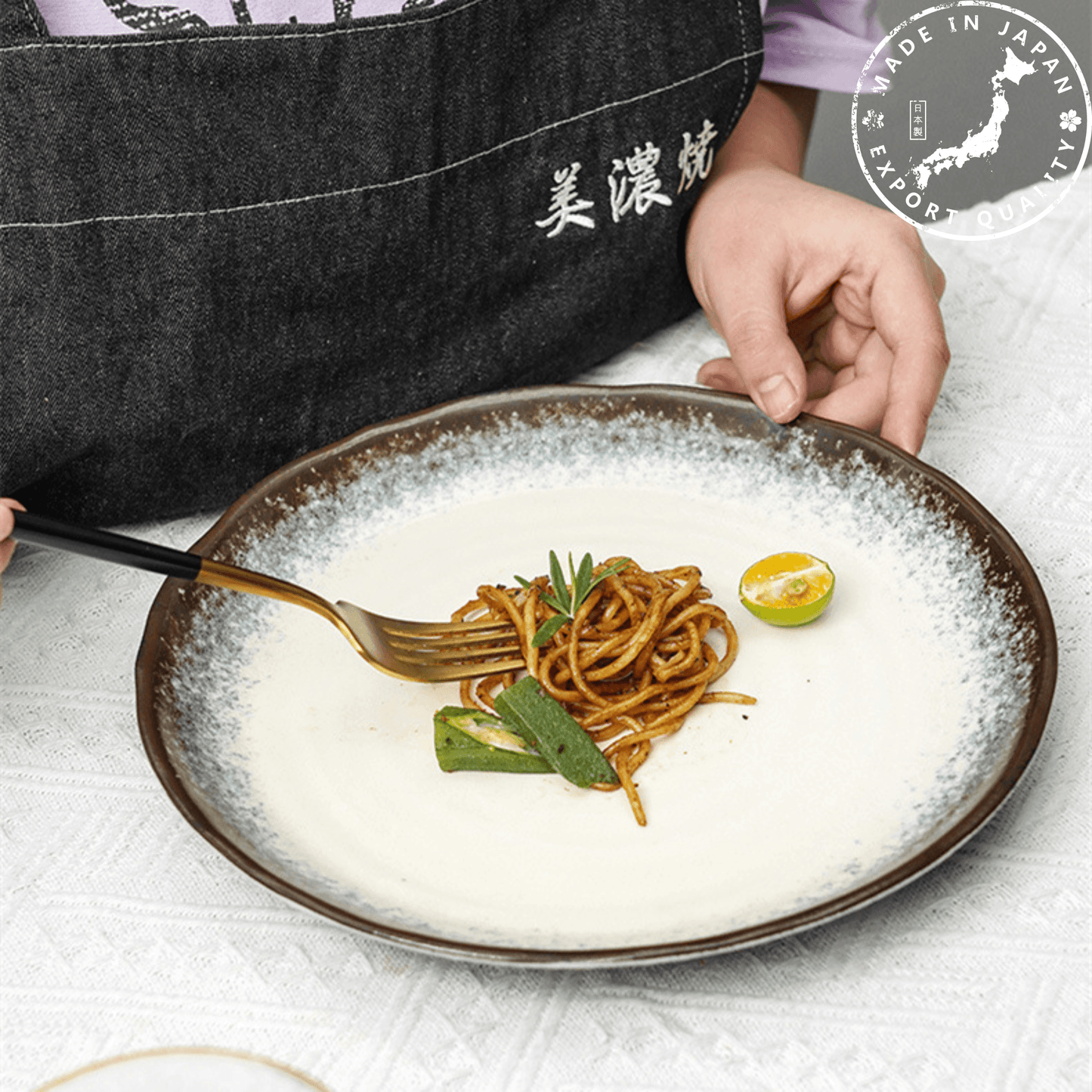 Japanese Mino Ware Handcrafted Kiln-Altered Ceramic Plates
