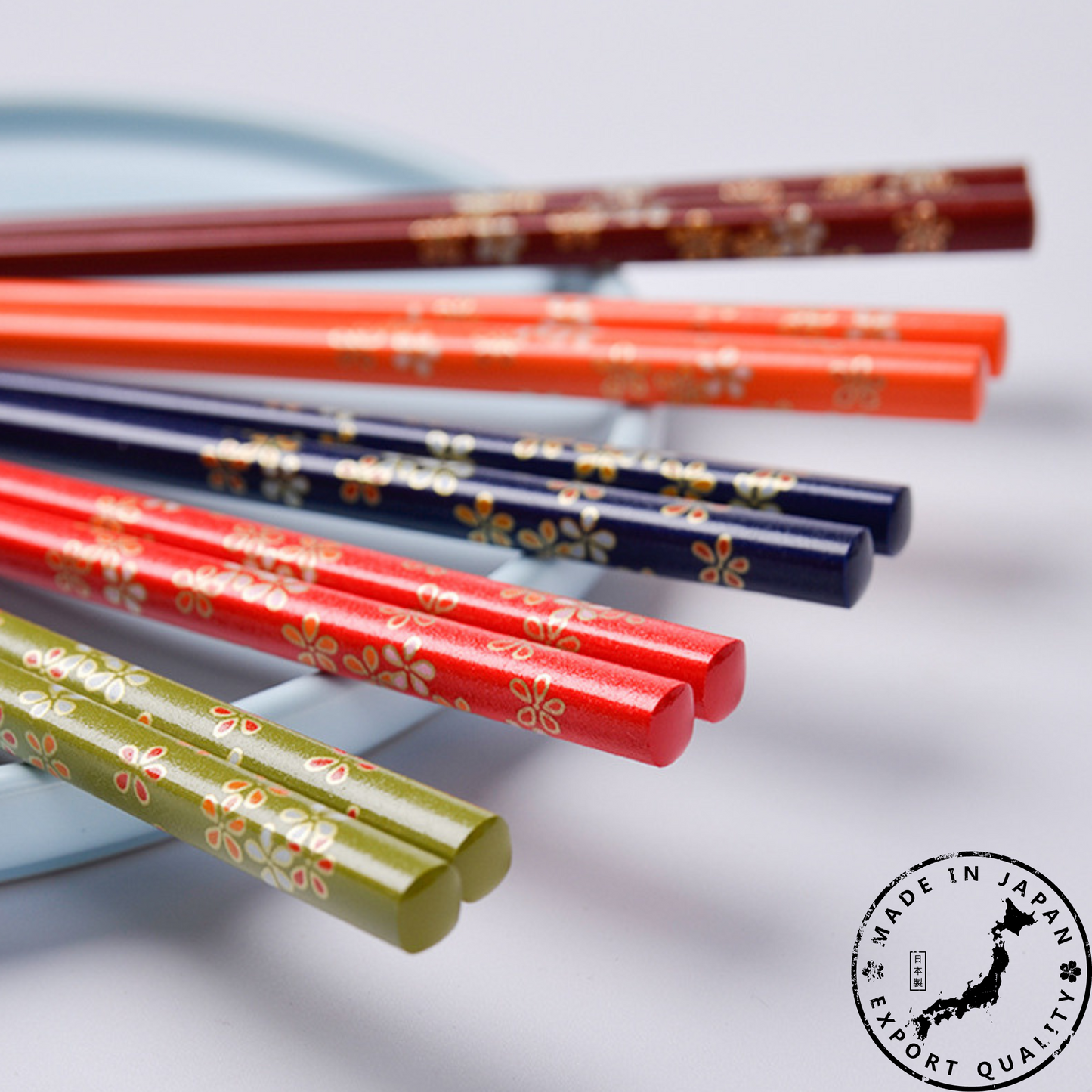 Japanese Rainbow Sakura Handcrafted Wooden Chopsticks Set of 5