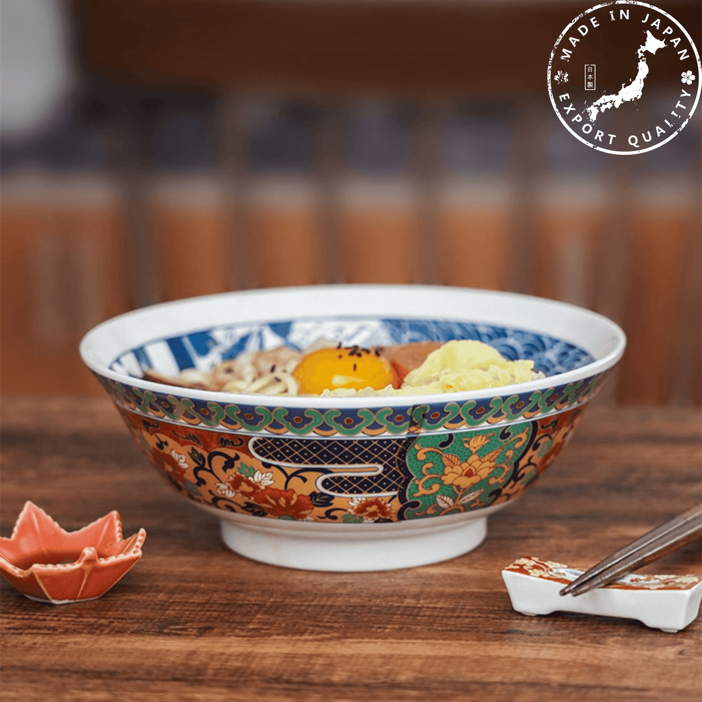 Japanese Mino Ware Imari Series Handcrafted Imperial Ramen Bowl