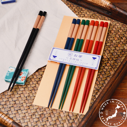 Japanese Rainbow Handcrafted Wooden Chopsticks Set of 5
