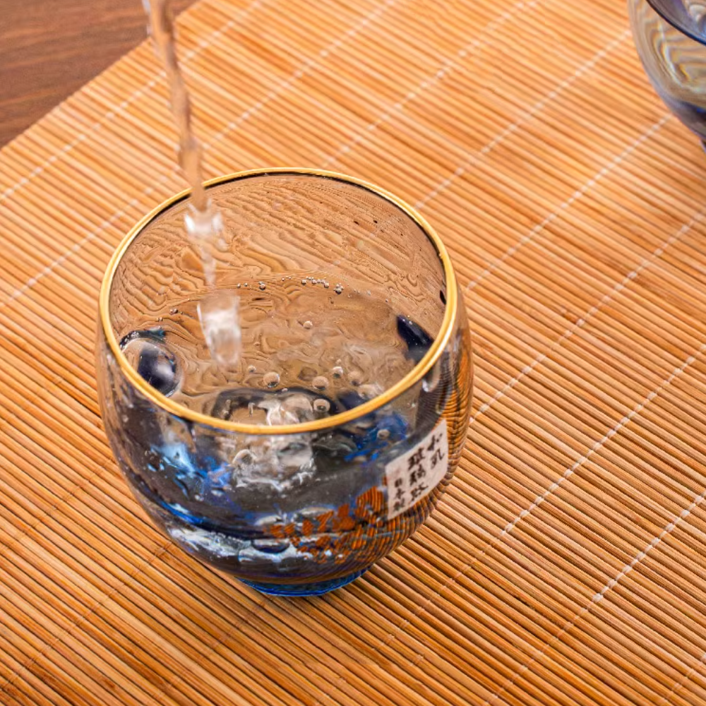 Toyo-Sasaki Golden Sapphire Galaxy Rounded Cold Sake Set