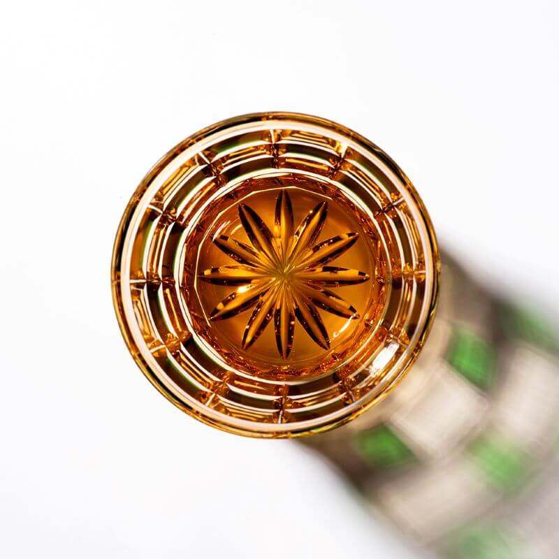 Edo Kiriko Green Amber Grid Hand-Cut Whisky Glass