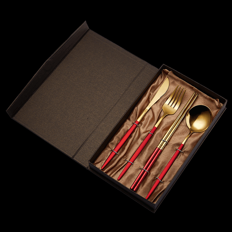 Stainless Steel Pointed Handle Utensil Gift Sets (Chopsticks Edition)