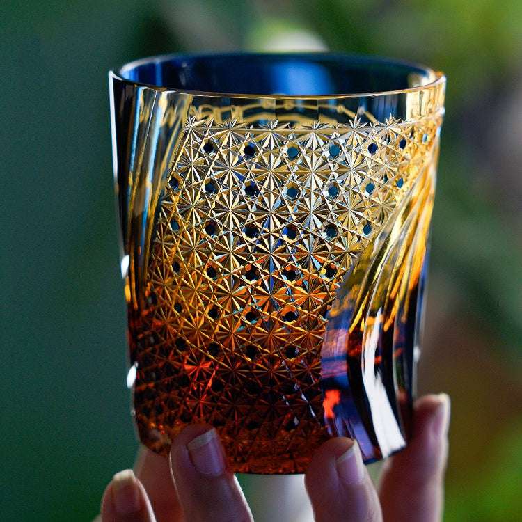 Edo Kiriko Raijin (Thunder God) Hand-Cut Whisky Glass