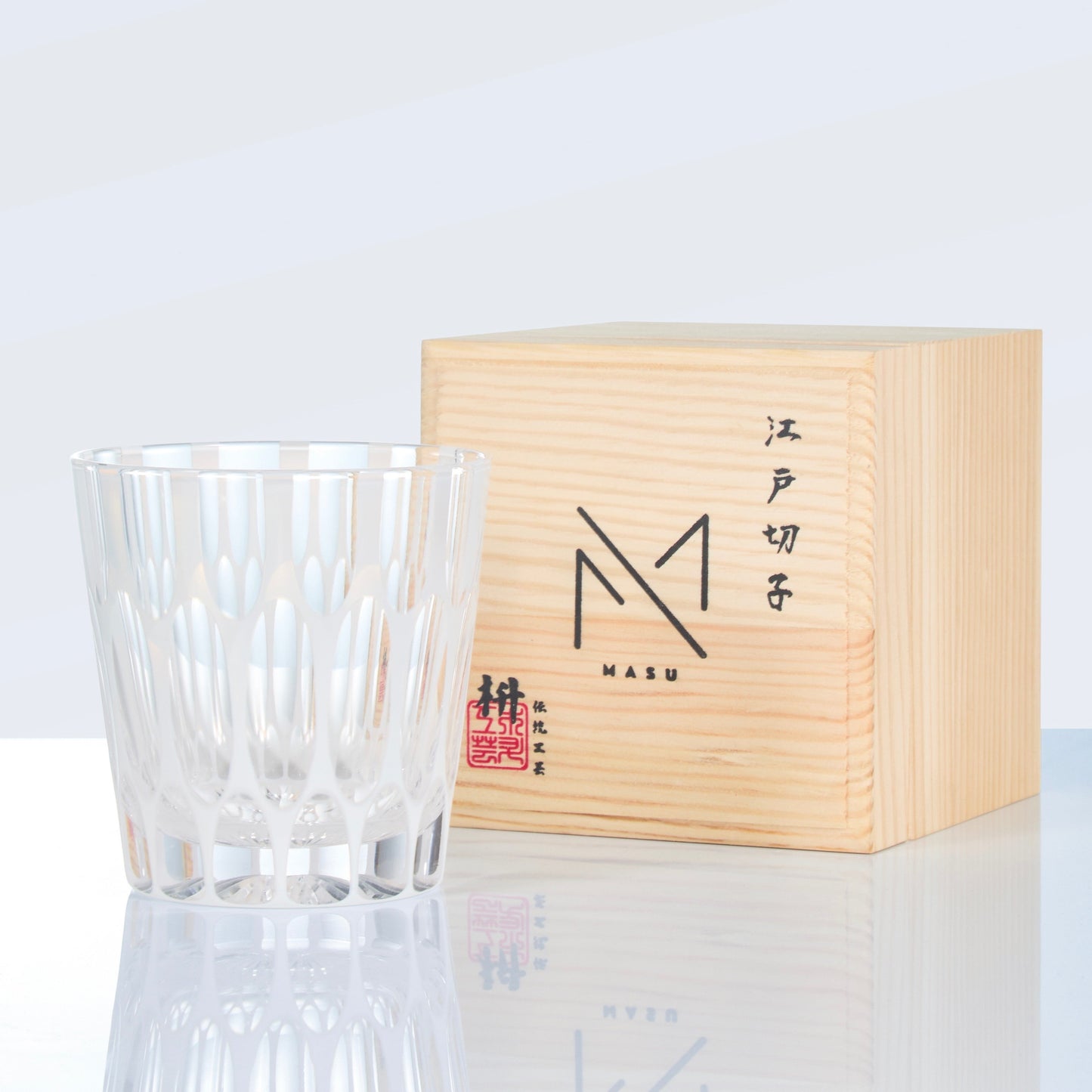 Edo Kiriko Handcrafted Shiro Ripple Whisky Glass With Wooden Box