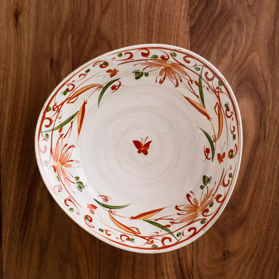 Mino Ware Akae Red Blossom Butterfly Dish Collection